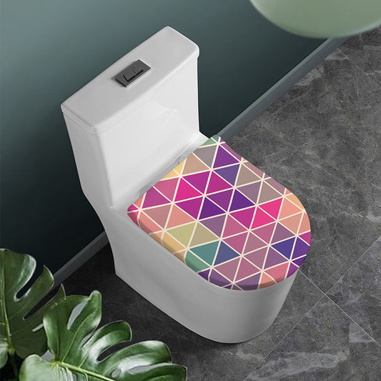 Pastel Geometric Shape Pattern Print Toilet Lid Cover