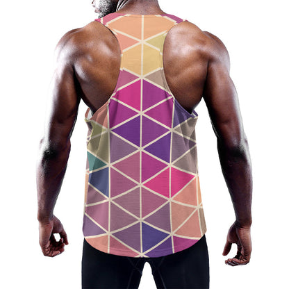 Pastel Geometric Shape Pattern Print Training Tank Top