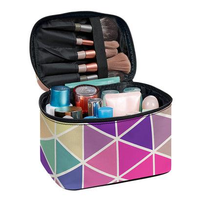 Pastel Geometric Shape Pattern Print Travel Makeup Bag