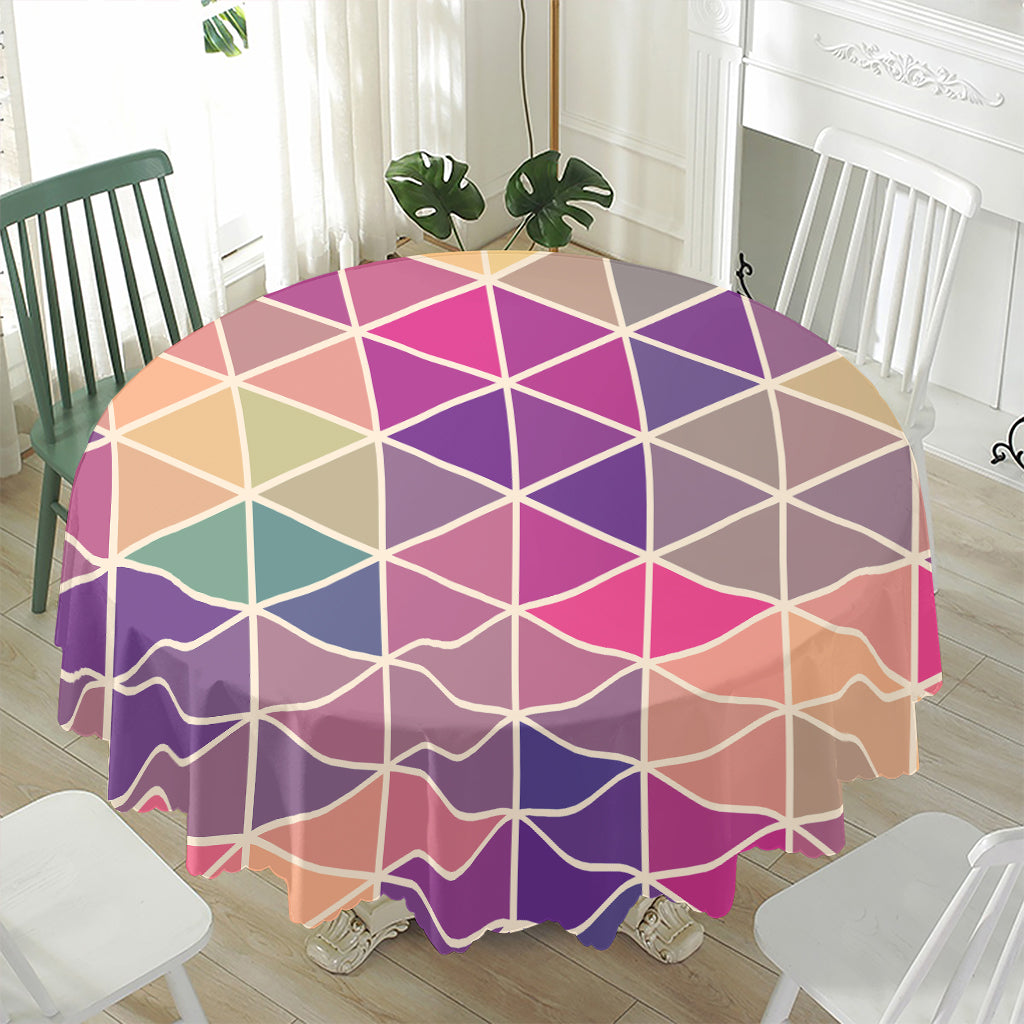 Pastel Geometric Shape Pattern Print Waterproof Round Tablecloth