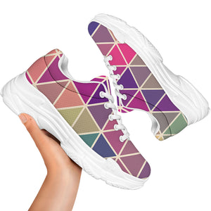 Pastel Geometric Shape Pattern Print White Chunky Shoes