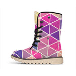 Pastel Geometric Shape Pattern Print Winter Boots