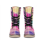 Pastel Geometric Shape Pattern Print Winter Boots