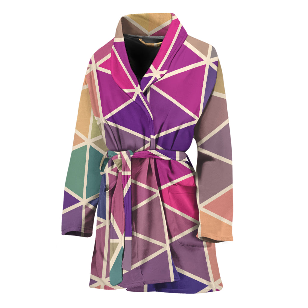 Pastel Geometric Shape Pattern Print Women's Bathrobe