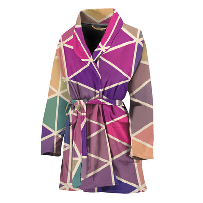 Pastel Geometric Shape Pattern Print Women's Bathrobe