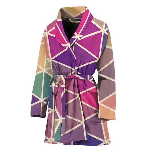 Pastel Geometric Shape Pattern Print Women's Bathrobe