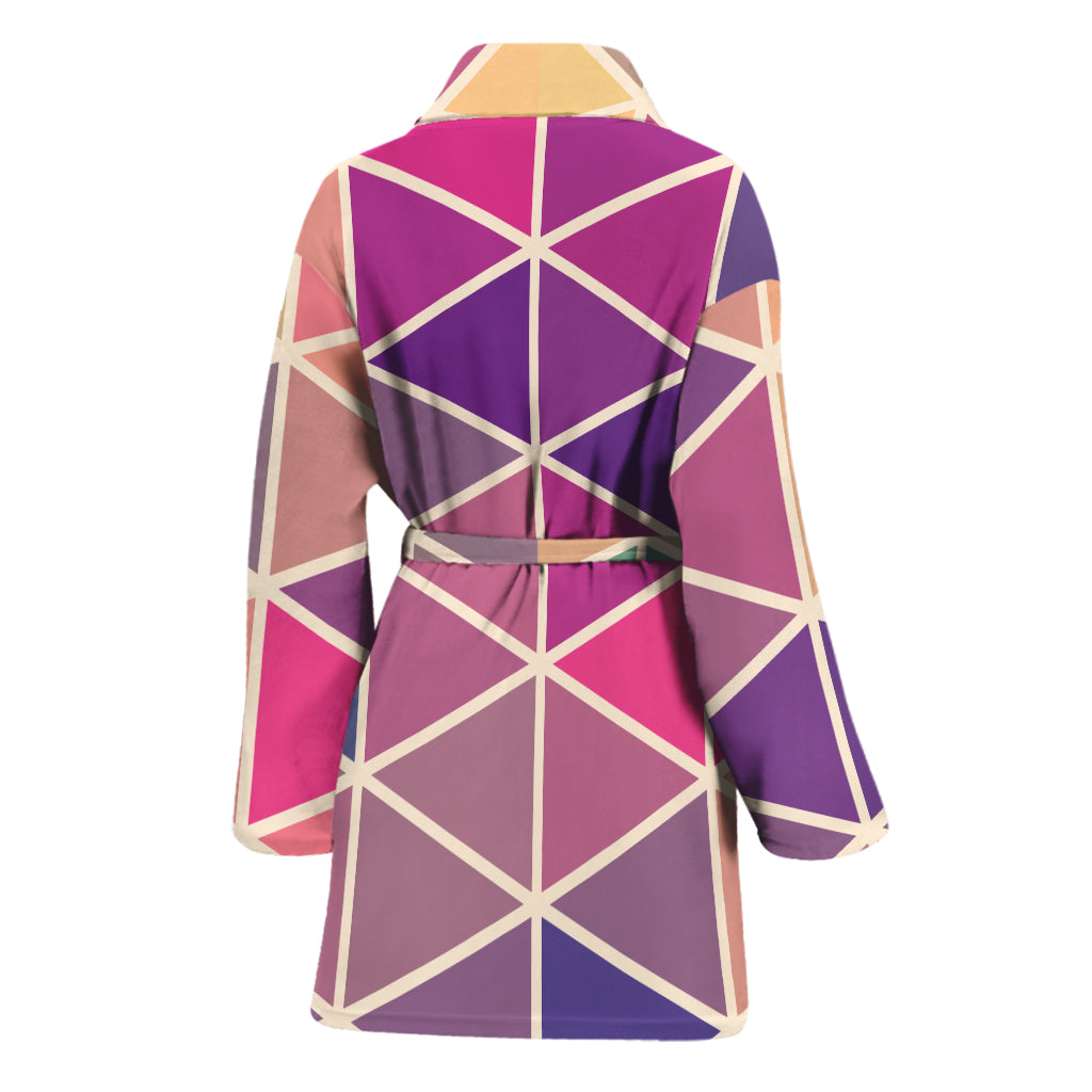 Pastel Geometric Shape Pattern Print Women's Bathrobe