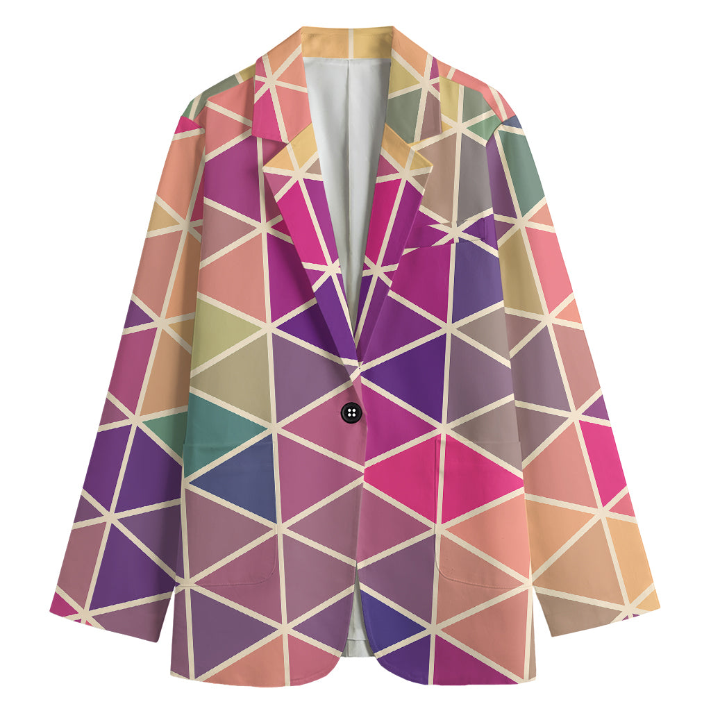 Pastel Geometric Shape Pattern Print Women's Blazer