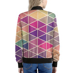 Pastel Geometric Shape Pattern Print Women's Bomber Jacket