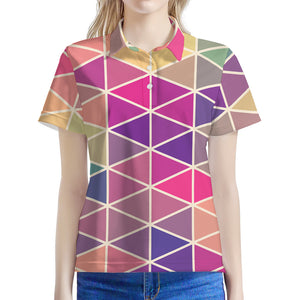 Pastel Geometric Shape Pattern Print Women's Polo Shirt