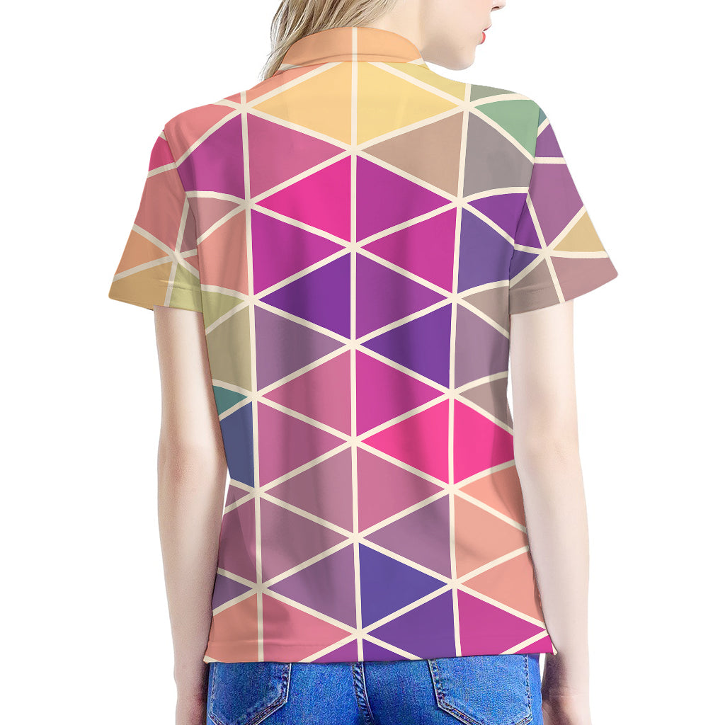 Pastel Geometric Shape Pattern Print Women's Polo Shirt