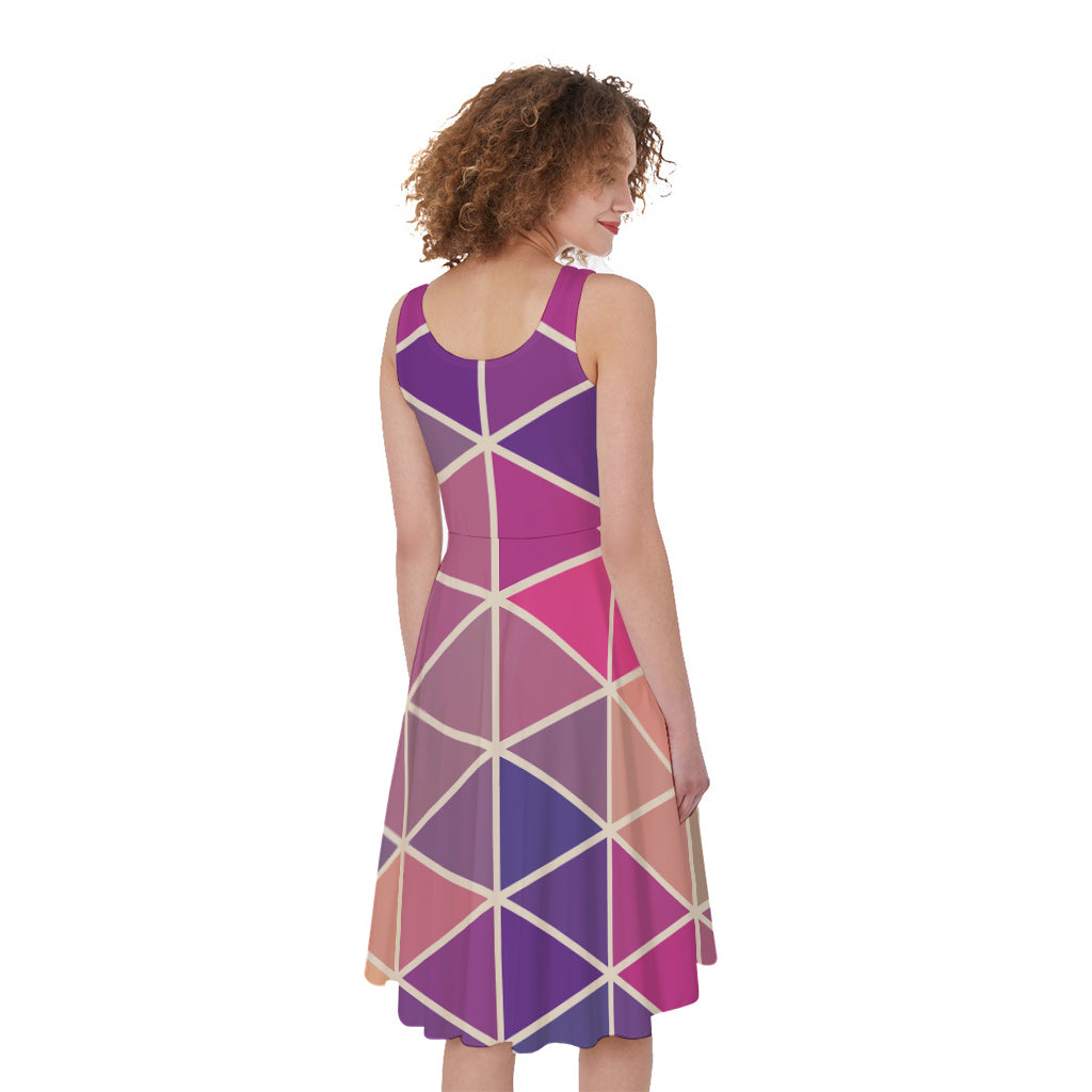 Pastel Geometric Shape Pattern Print Women's Sleeveless Dress