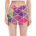 Pastel Geometric Shape Pattern Print Women's Split Running Shorts