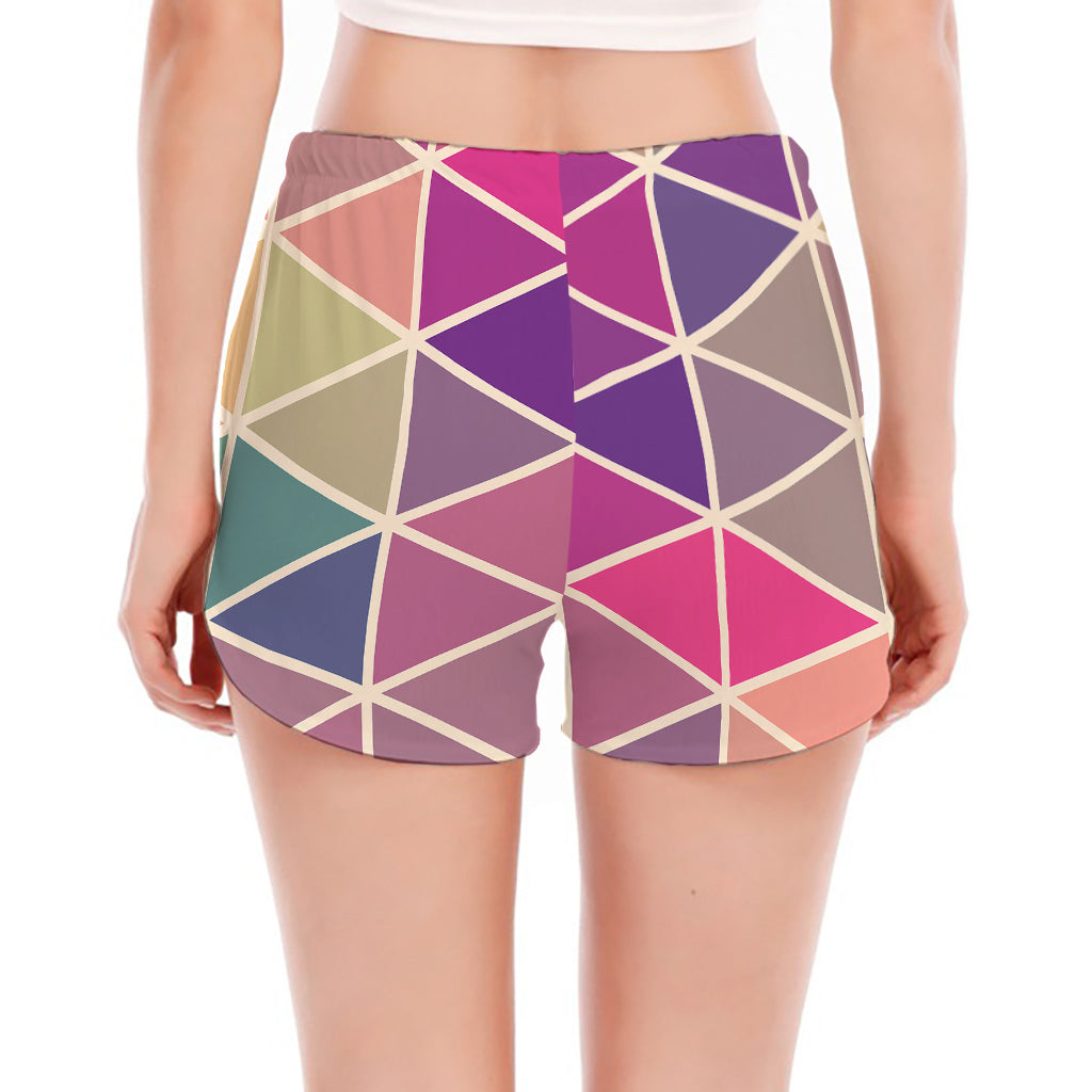 Pastel Geometric Shape Pattern Print Women's Split Running Shorts