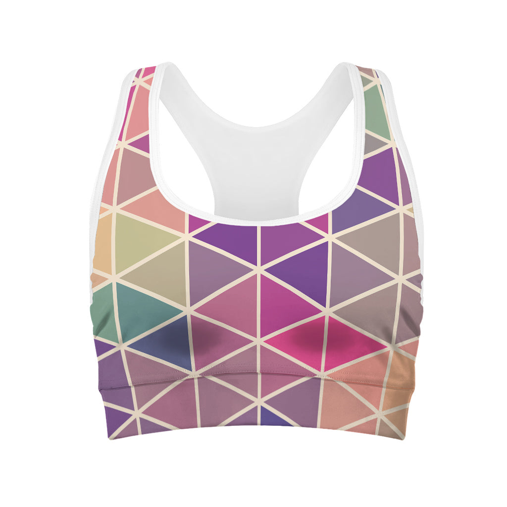 Pastel Geometric Shape Pattern Print Women's Sports Bra