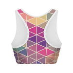 Pastel Geometric Shape Pattern Print Women's Sports Bra