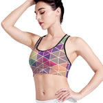 Pastel Geometric Shape Pattern Print Women's Sports Bra