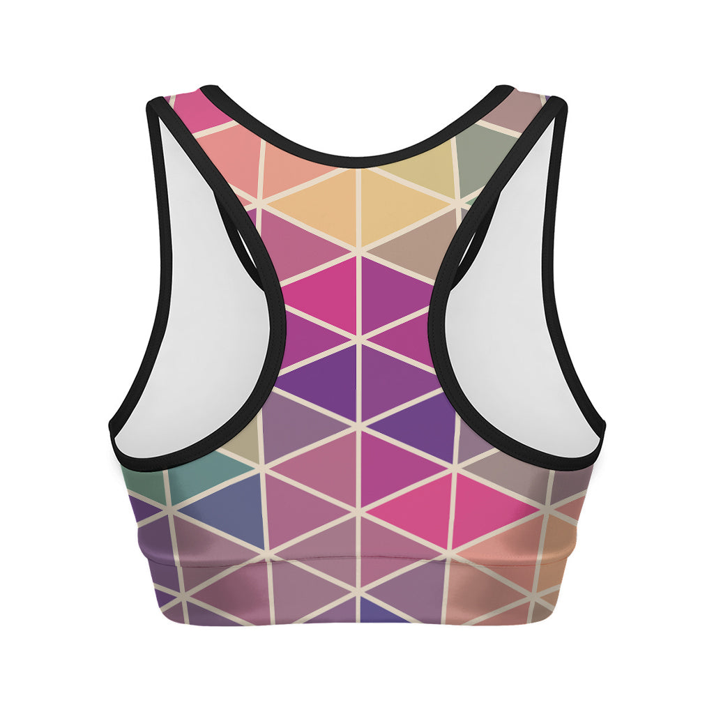 Pastel Geometric Shape Pattern Print Women's Sports Bra