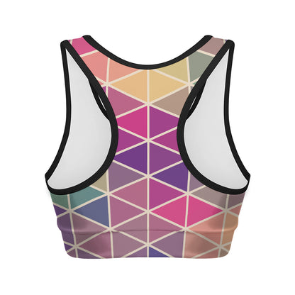 Pastel Geometric Shape Pattern Print Women's Sports Bra