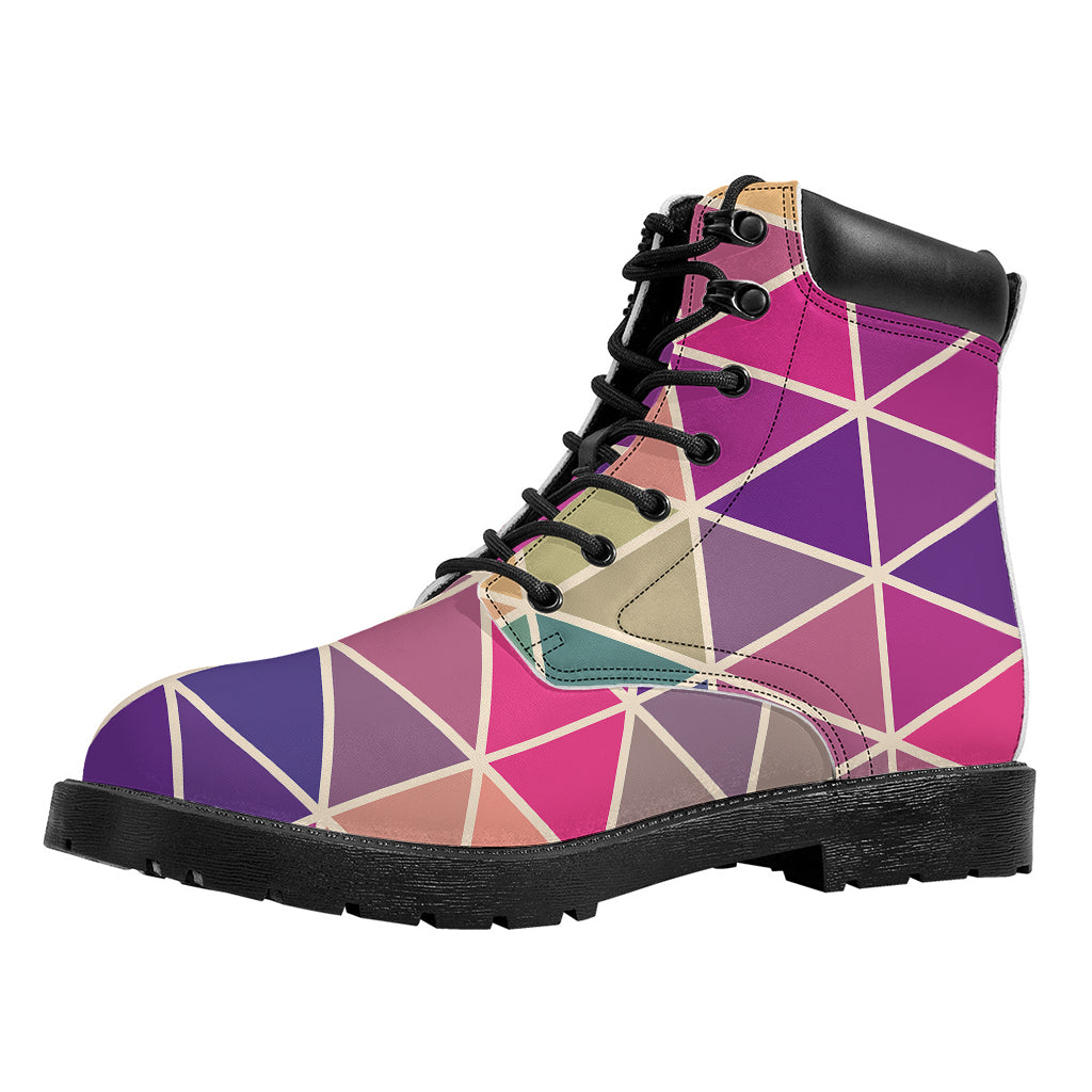 Pastel Geometric Shape Pattern Print Work Boots
