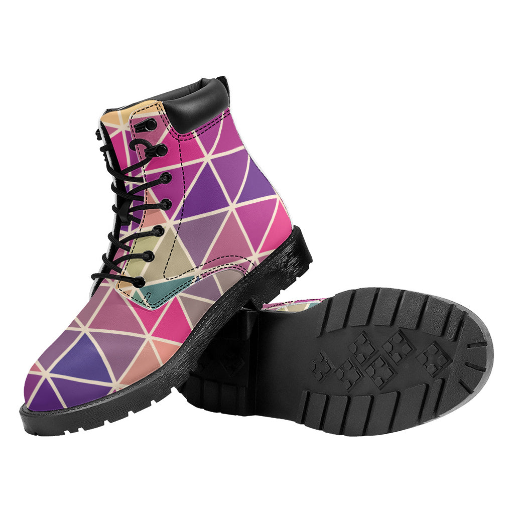 Pastel Geometric Shape Pattern Print Work Boots