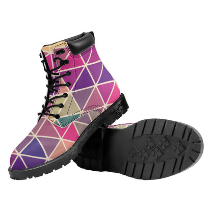 Pastel Geometric Shape Pattern Print Work Boots