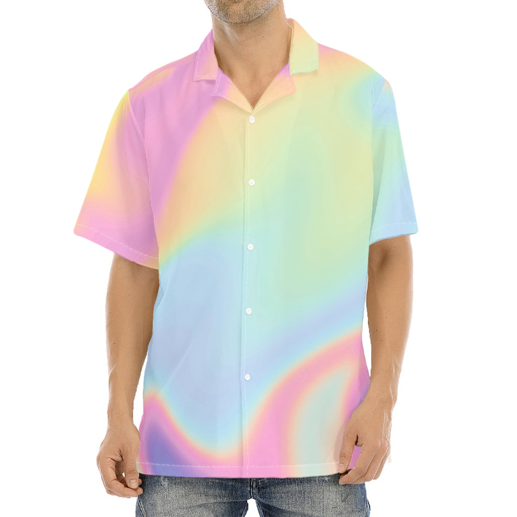 Pastel Holographic Print Aloha Shirt
