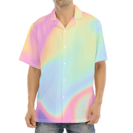 Pastel Holographic Print Aloha Shirt