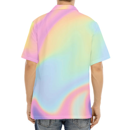Pastel Holographic Print Aloha Shirt