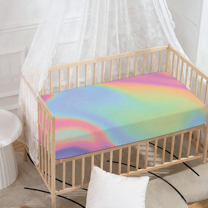 Pastel Holographic Print Baby Crib Sheet
