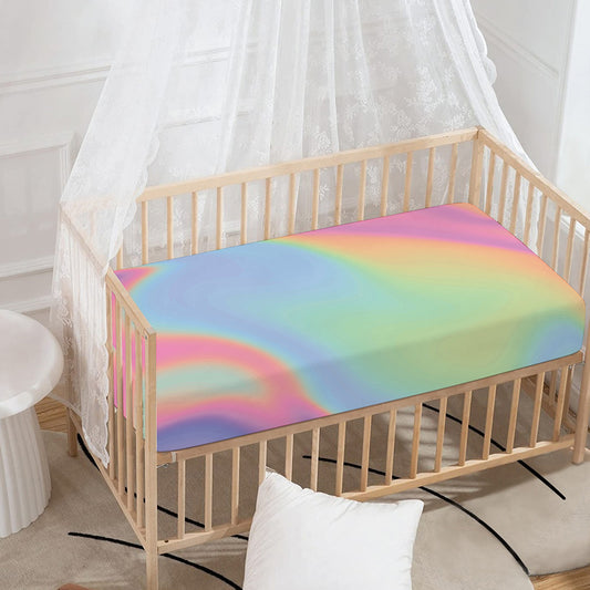 Pastel Holographic Print Baby Crib Sheet