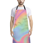 Pastel Holographic Print Bib Apron With Pocket