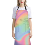 Pastel Holographic Print Bib Apron With Pocket