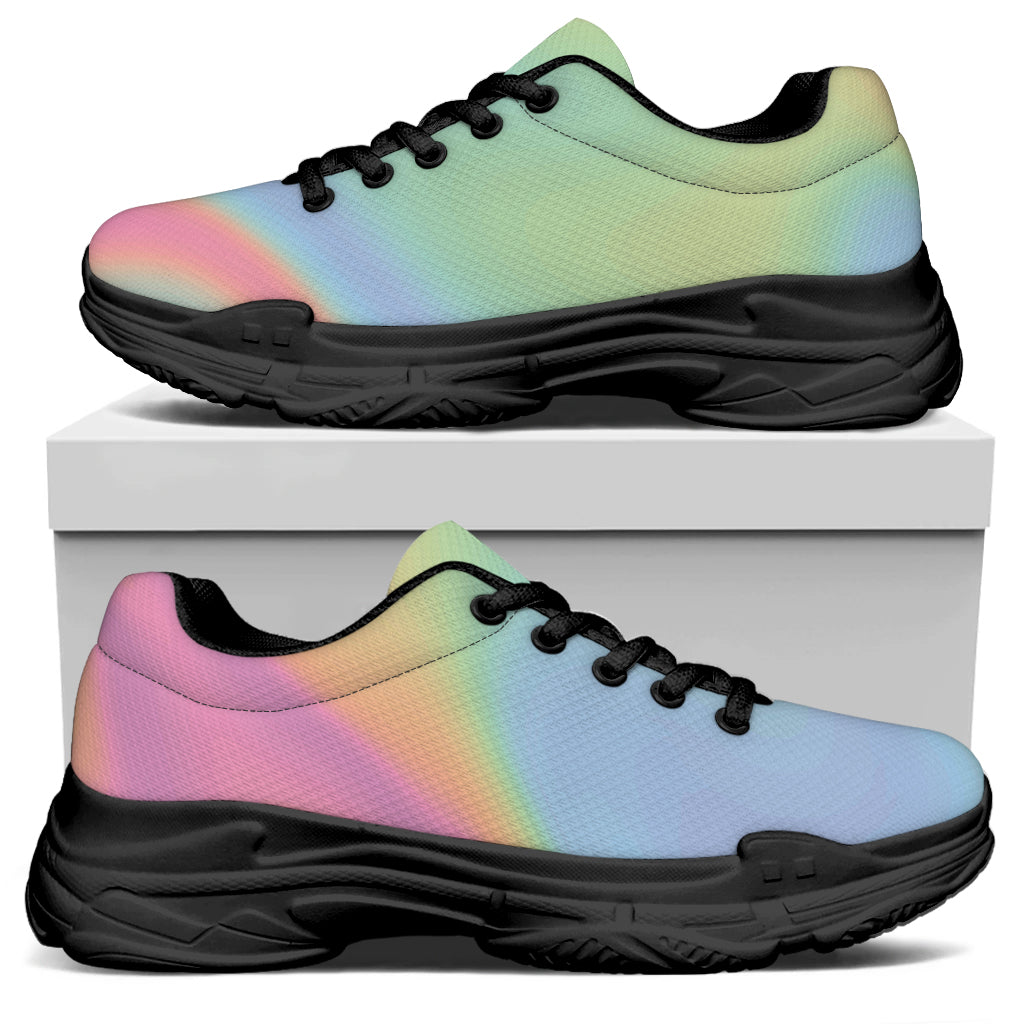 Pastel Holographic Print Black Chunky Shoes