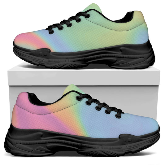 Pastel Holographic Print Black Chunky Shoes