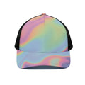 Pastel Holographic Print Black Mesh Trucker Hat