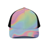 Pastel Holographic Print Black Mesh Trucker Cap