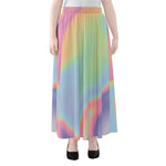 Pastel Holographic Print Chiffon Maxi Skirt