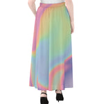 Pastel Holographic Print Chiffon Maxi Skirt