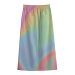 Pastel Holographic Print Cotton Front Slit Maxi Skirt