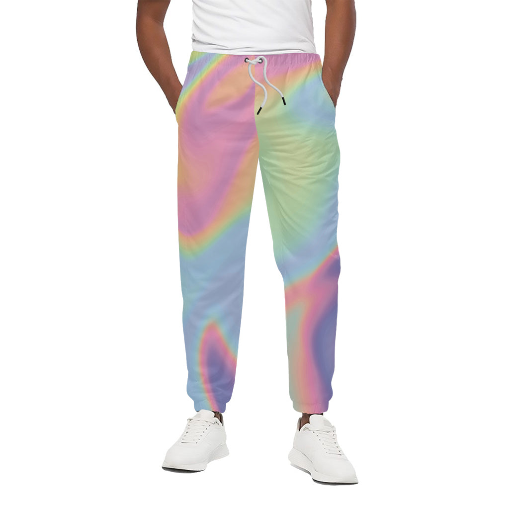Pastel Holographic Print Cotton Pants