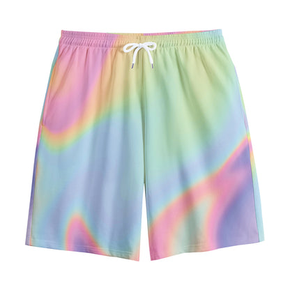 Pastel Holographic Print Cotton Shorts