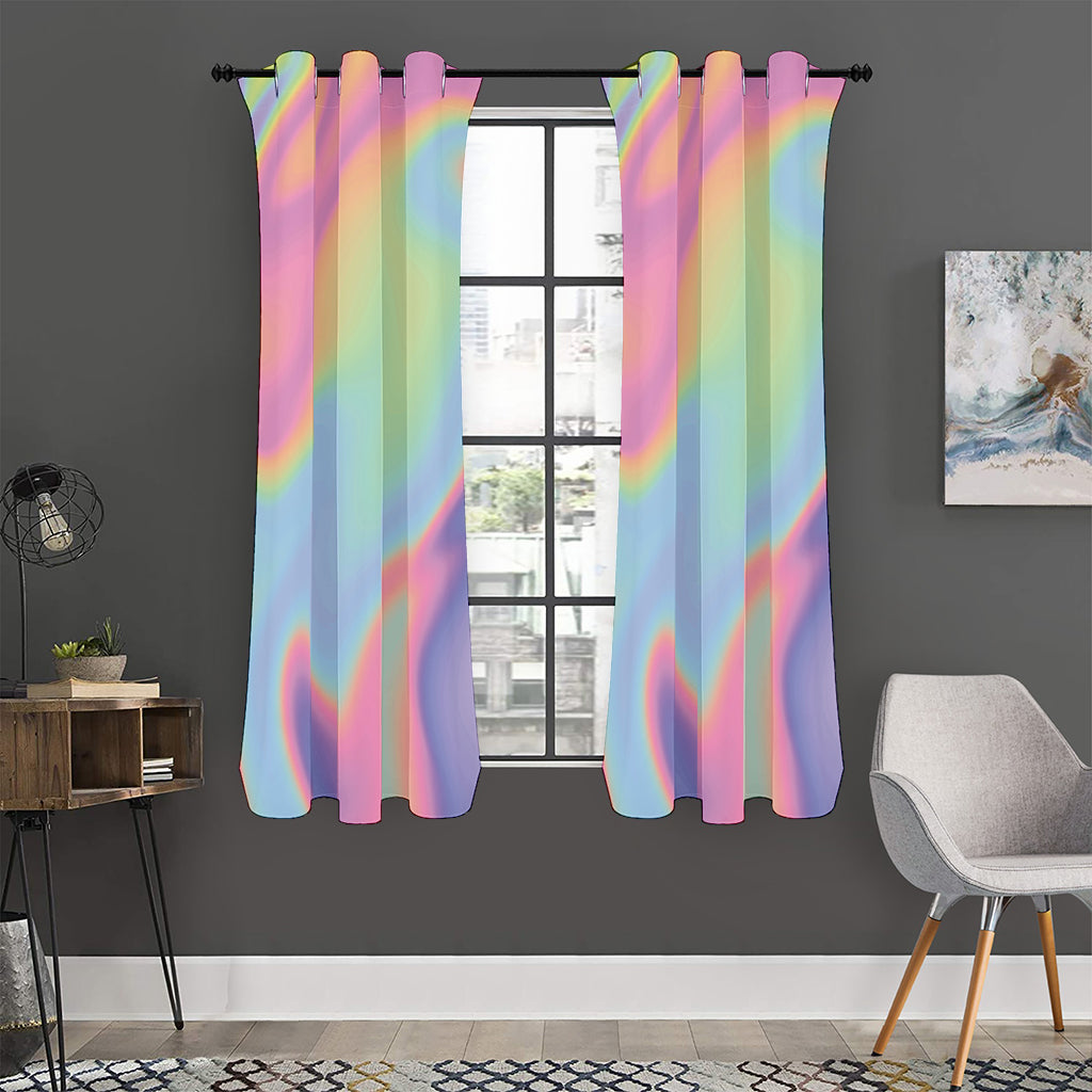 Pastel Holographic Print Curtain