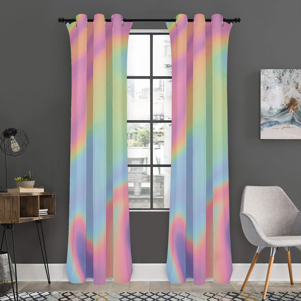 Pastel Holographic Print Curtain
