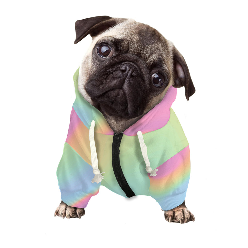 Pastel Holographic Print Dog Zip Up Hoodie