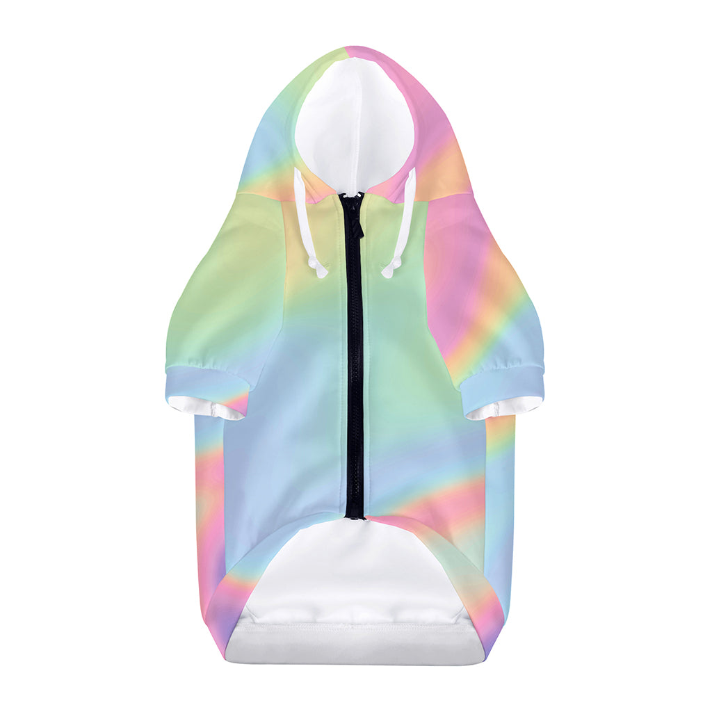 Pastel Holographic Print Dog Zip Up Hoodie