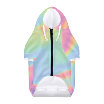 Pastel Holographic Print Dog Zip Up Hoodie