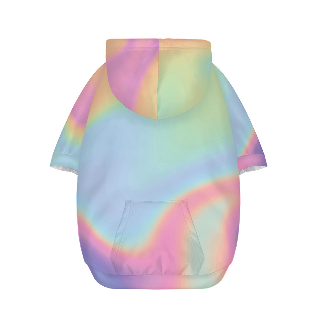 Pastel Holographic Print Dog Zip Up Hoodie