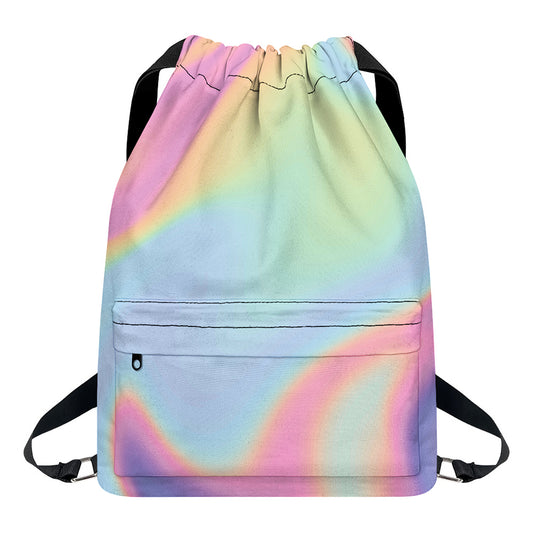 Pastel Holographic Print Drawstring Backpack