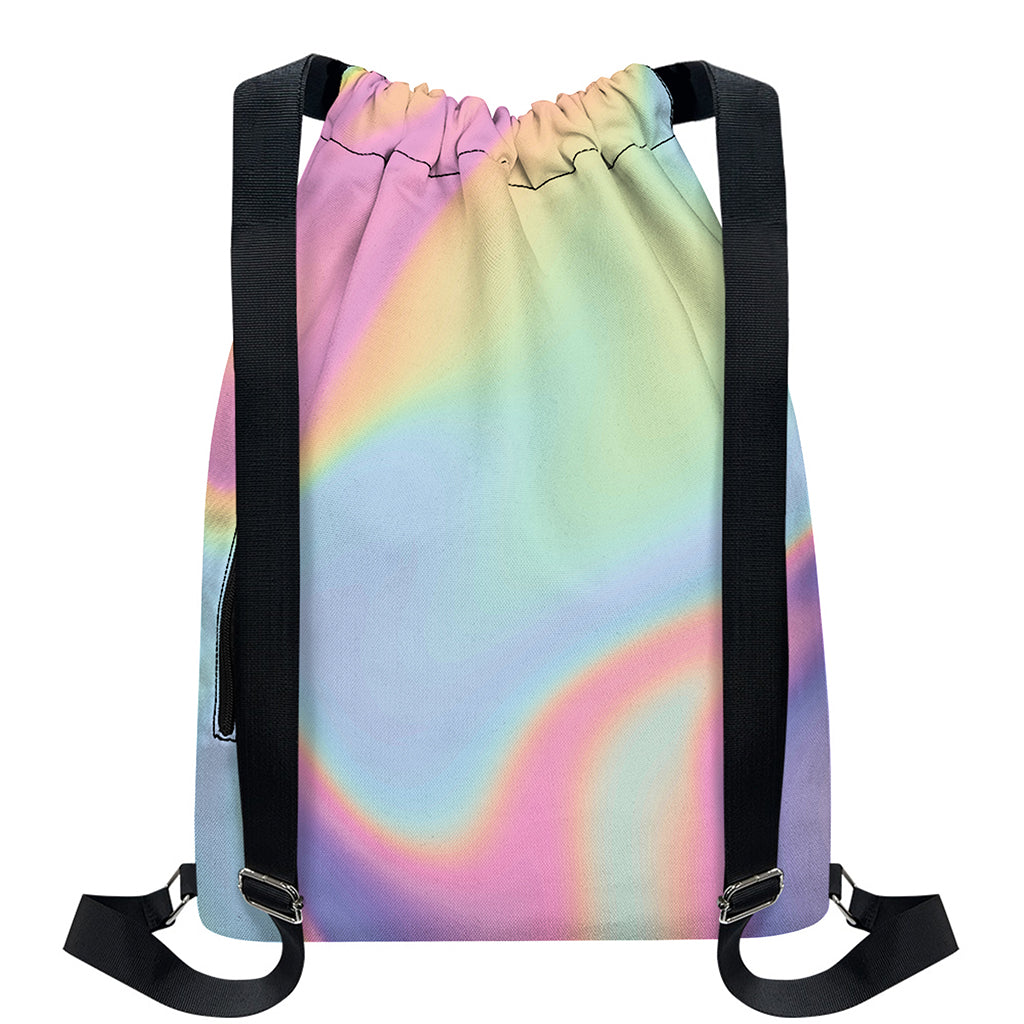 Pastel Holographic Print Drawstring Backpack